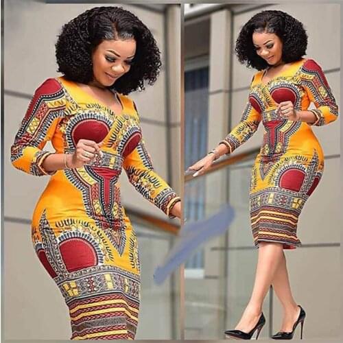 African Dresses for Women Dashiki Print 2020 News Tribal Ethnic Fashion V-neck Ladies Clothes Casual Sexy Dress Robe Party