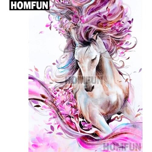HOMFUN 5D DIY Diamond Painting "Animal horse" Full Drill Resin Diamond Embroidery Cross Stitch Home Decor A01838