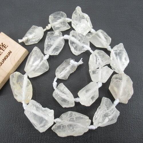 APDGG Natural Fancy White Clear Quartz Crystal Rough Raw Nugget Beads 17'' strand Jewelry Making DIY