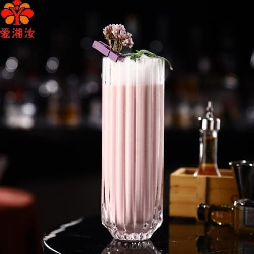 Lead-free crystal glass striped bud straight cocktail colin juice long drink milkshake cup keep water hot flask liquor vodka