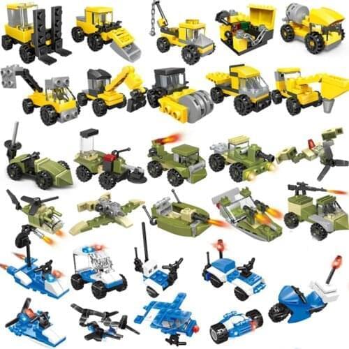 Car Plane Police Military Army Robot Fire Station SWAT Truck Train DIY Figure Toys For Children Building Blocks Birthday Gifts