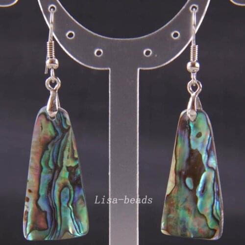 Free Shipping New without tags Fashion Jewelry Teardrop New Zealand Abalone Shell Dangle Earrings 1Pair RU263