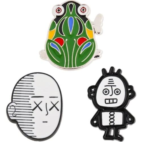 Japanese cartoon anime character brooch cute robot frog badge gift for children safety pin drip oil decoration accessories