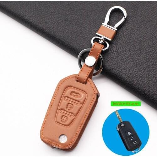 Genuine Leather Car Key Case Cover Shell For LiFan X60 3 buttons folding protect shell Car Accessories