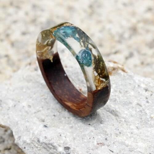 2019 Dropshipping Wood Ring Original Handmade Custom Greenstone Magic Ring Creative Handmade Couple Gift Resin Ring