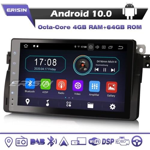 Erisin ES5996B Car Stereo 9" Autoradio Android 10 Bluetooth OBD GPS Navi DAB+ FM Camera 4G WiFi DVB-T TPMS for BMW E46 Rover 75