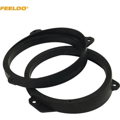 FEELDO 1pair 6.5" Black Car Speaker Spacer for Subaru Forester Rear Door Stereo Horn Refitting Rings Mat Mount Holder #CT-5609