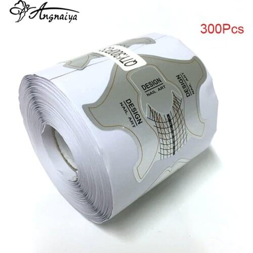 ANGNYA 300pcs Professional Alloy Silver Nail Forms Nail Extension Tool for Nails Art French DIY Acrylic UV Gel Extension Forms