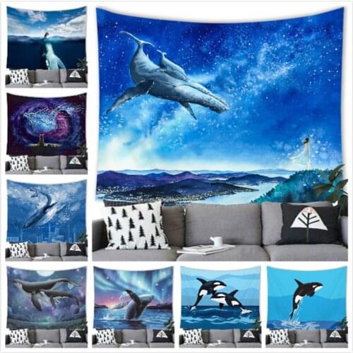 Tapestry New Decoration Bedroom Living Room Tapestry Fantasy Sky Whale Scene Peach Skin Tapestrise Wall Hanging Tapestrie L1