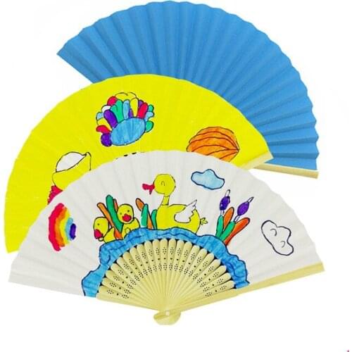 Hot 16 Colors Chinese Style Bamboo Paper Pocket Fan Folding Foldable Hand Held Fans Wedding Party Favor Event Party Supplies Fan