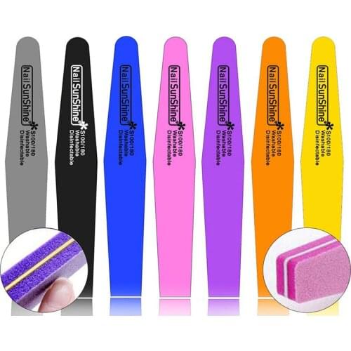 CHNRMJL 10Pcs/Pack Rhombus Sponge Nail Art File Buffer 100/180 Polishing Grinding Washable Double Side Nails Files Manicure Tool