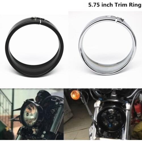 Motorcycle 5.75" Headlight Lamp Bezel Trim Ring Black/Chrome For Harley Sportster XL 883 883N 1200 Dyna Softail FXLR FXST FXSTB