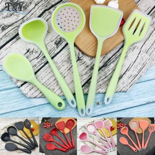 T&Y 5pcs Temperature-Resistant Non-Stick Silicone Utensil Set Cooking Tool Sets, Kitchen Accessories Cookware Turner, Ladle