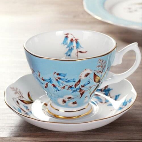 Bone Chinese Flower Cup Afternoon European Cup Vintage Beautiful Vintage Coffee Cappuccino Cups Saucer Household Items LZI005