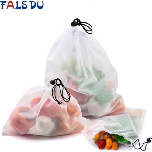 Reusable Vegetable Fruit Mesh Produce Bags Washable Eco Friendly Bags for Grocery Shopping Storage Toys Sundries