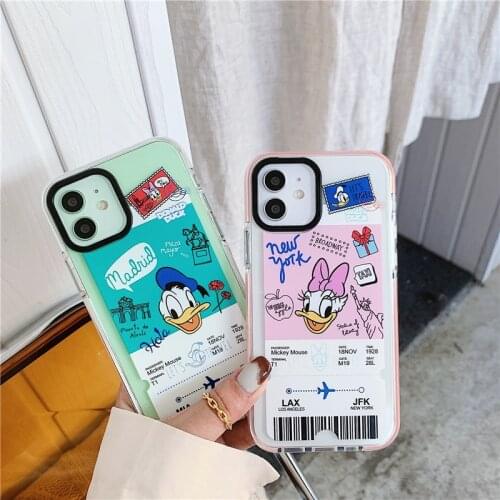 Disney Donald Duck Phone Case for 11 12 Pro Max 12 Mini X XS XR 7 8 8Plus Anime TPU Donald Duck Ticket TPU Soft Shell Covers