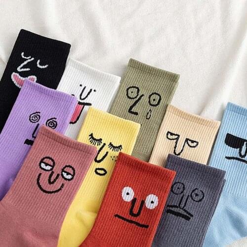 Fashion Unisex Cartoon Cat Art Funny expression Comfortable Autumn Winter Creative Warm Cotton Halloween Party Socks