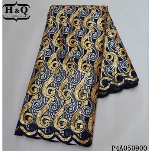 H&Q newest african lace fabric 2021 high quality french organza fabrics with sequence sewing for popular nigerian wedding dress