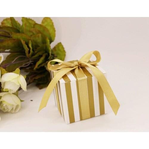 Newest 100pcs gold and sliver stripe Wedding Favor Boxes Wedding Candy Box Casamento Wedding Favors And Gifts