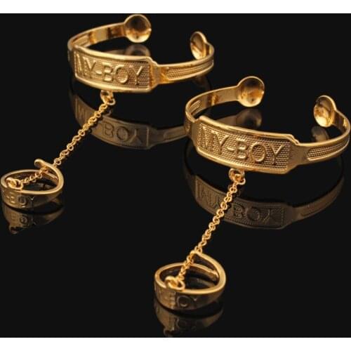 New Arrival Gold Color Baby Bangles/Bracelets With Ring For Boys Jewelry Free Shipping