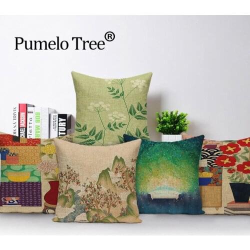 Flowers Cushion Cover Colorful Home Decoration Pillow Case Linen Cushions Covers Plant Flower Pillows Cases 45*45Cm Kissenbezug