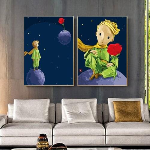 Frame DIY Painting By Numbers Children Cartoon Princeling Paint By Number Hand Painted Painting 20x20cm Artowrk