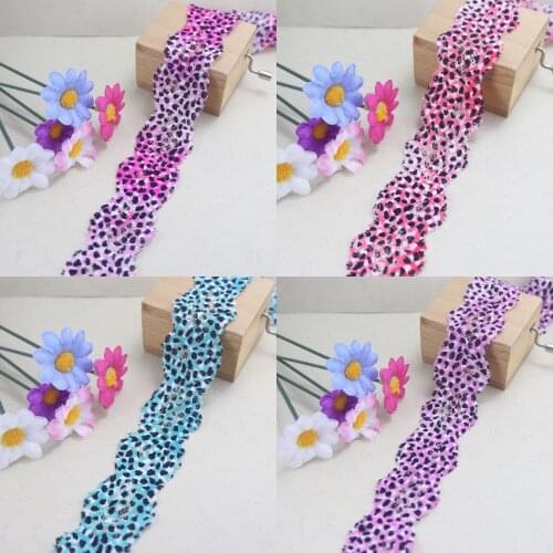 Leopard Point Elastic Stretch Lace Trim 34mm Width DIY Headband Craft Sewing/garment/clothes Elastic Lace