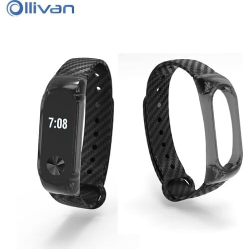 Ollivan Silicone Crystal Carbon Fiber Strap For Xiaomi Mi Band 2 Smart Wristband Smart bracelet Extended strap for Xiaomi band 2