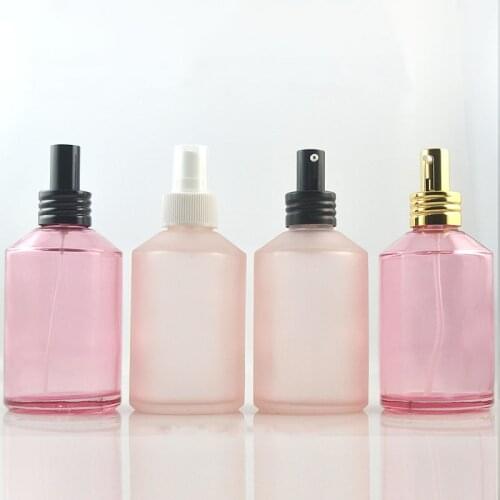 200ml Light Pink Spray Bottle Frosted Glass Bottle Refillable Shampoo Bottle Empty Shower Gel Vial Emulsion Cosmetic Packaging