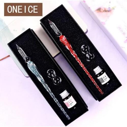 Luminous Glass Squirt Pen Color Ink Comic Test Dip Christmas Gift Glass Signature Pen Fountain Pens Gel Pens Crystal Dip Sign