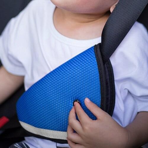 Triangle Child Car Safety Belts Adjuster, Child Resistant Safety Belt Protector Shave Blue Baby Car Safety Belt Pad Support