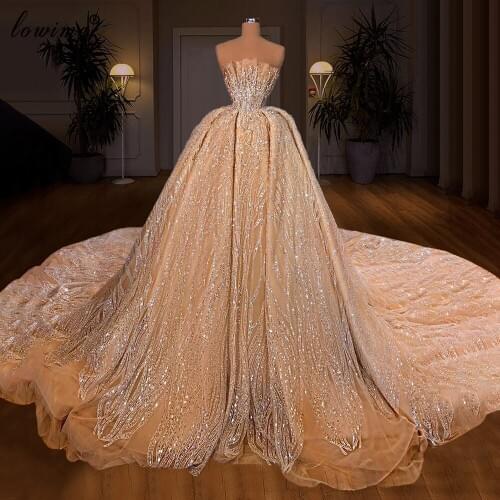 3 Designs Champagne Crystals Evening Dresses Long Strapless Evening Gowns Sequins Prom Dresses For Women 2020 Pageant Gowns