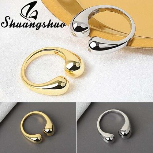 Shuangshuo Vintage Delicate Ring for Women Opening Metal Female Simple Geometric Finger Rings Fashion Wedding Jewelry 2021