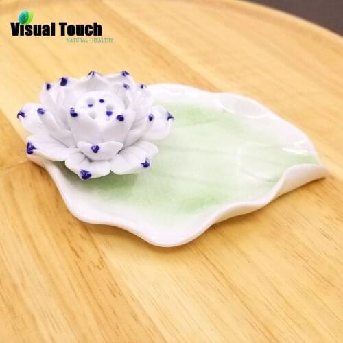 Visual Touch Lotus Inserted Incense Dish Ice Crack Tray Aromatherapy Burner Furnace Holder Ceramic Plate Furnace Lotus Accessor