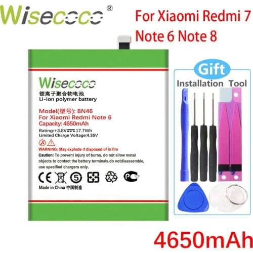 WISECOCO 4650mAh BN46 Battery For Xiaomi Redmi Note 6 Phone In Stock High Quality Battery+Tracking Number