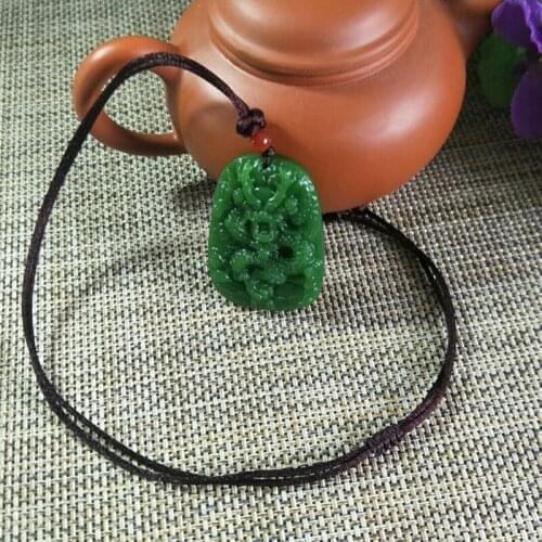 Green Jade Dragon Jade Pendant Jewelry Lucky Exorcise evil spirits Safety Auspicious Amulet Jade Pendant Fine Jewelry