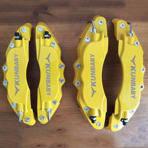 Yellow Aluminum Disc Brake Caliper Cover Silver Chrome KUNBABY Front And Rear Car Styling For BMW Audi Mercedes Benz Toyota