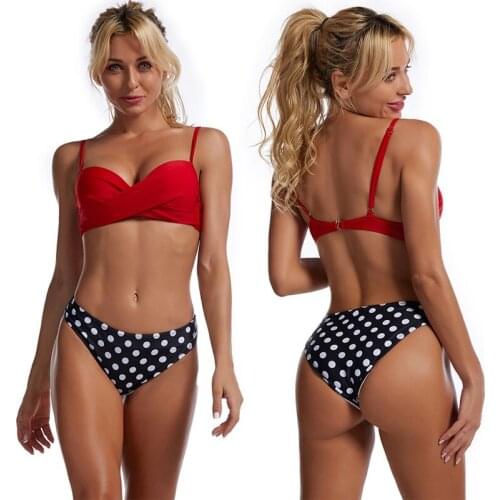 Womens Bikini Suit Europe and America Sexy Print Super Elastic Swimsuit With Chest Pad Two Pieces Swimwear