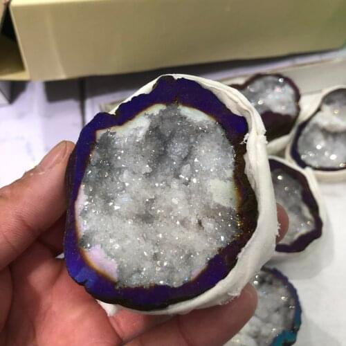 1pcs White angel halo earth crystal ti bi si iris cluster cures reiki