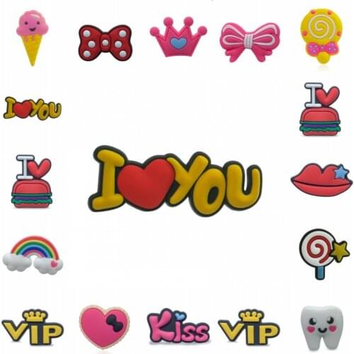 1pcs PVC Cartoon Sweet Accessories Shoe Charms Shoe decoration Buckles Accessories Fit Bracelets JIBZ Kids Gifts