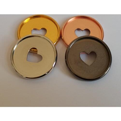 100 PCS 35mm heart-shaped electroplated notebook plastic disc binding tray plastic 360 degree rotatable disc buckle