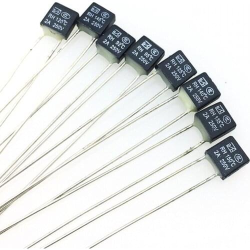 100PCS Black Square Fan 2A 250V Thermal fuse LED Fues 92 95 105 110 115 120 125 130 135 140 145 150 degree Temperature Switches