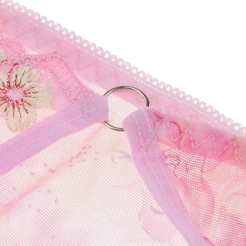 3Pcs Women Low Rise Stretchy Lace Transparent Embroidered Intimates Briefs