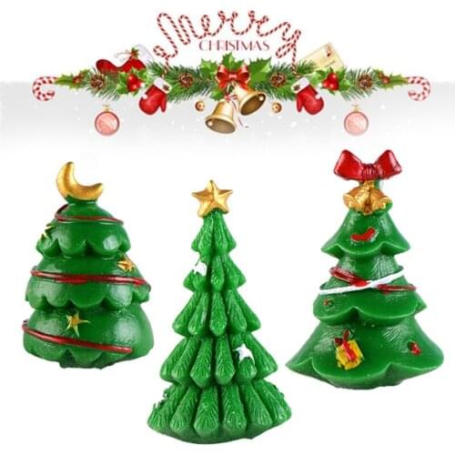 P9YE 3D Christmas Tree Candle Mold Silicone Clay Soap Mould DIY Chocolate Fondant Cake Decoration