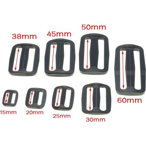 5pcs Plastic Black Curve Tri-Glide Slider Adjustable Buckle for Bags Webbing