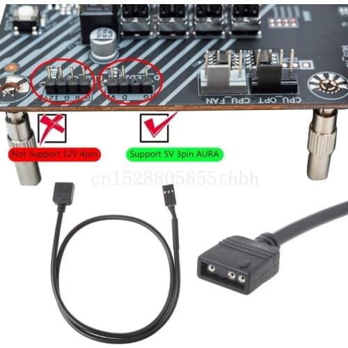 5V 3PIN RGB VDG Adapter Line Connector for Motherboard 5V 3Pin VDG to Normal 3Pin Conversion Cable Black