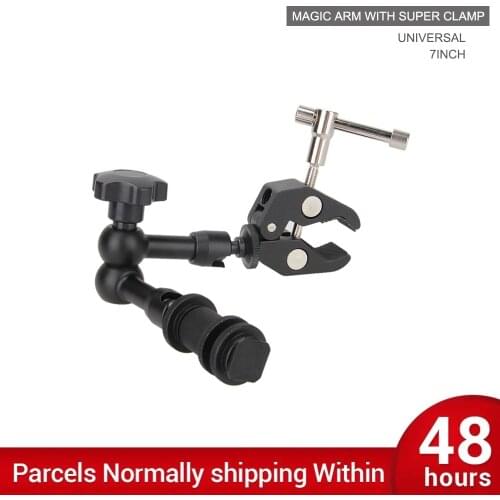 7 Inch Metal Adjustable Friction Articulating Magic Arm Super Clamp for Flash LCD Monitor LED Video Light DSLR Camera Accessory