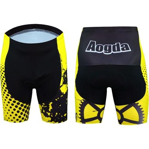 Aogda 3D Padded Cycling Shorts Yellow Superelastic Shockproof MTB Bicycle Shorts Road Bike Shorts