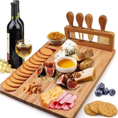 Bamboo Cheese Board Cheese Knife Cheese Slicer Fork Scoop Cut Kitchen Cooking Tools Bamboo Cutting Board Wood Cheeses Boards