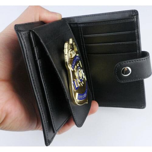 No Badge .Black Leather US Police Wallet Badge Holder ID CARD HOLDER -US ID Badge Holder Military Store 5605101